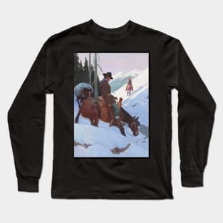 Cowboys In The Mountains - Vintage Western American Art Long Sleeve T-Shirt